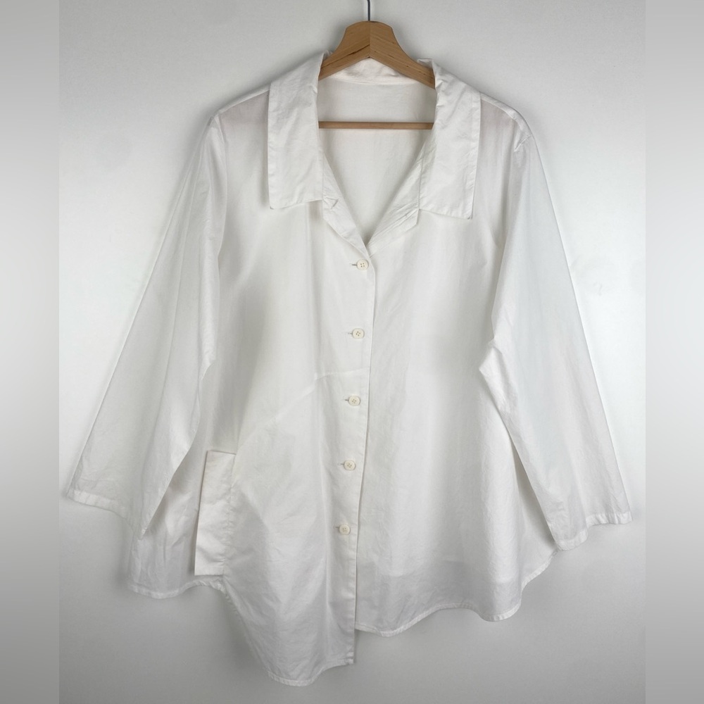 Matsuo International Cotton Blouse Asymmetrical White Japan Large